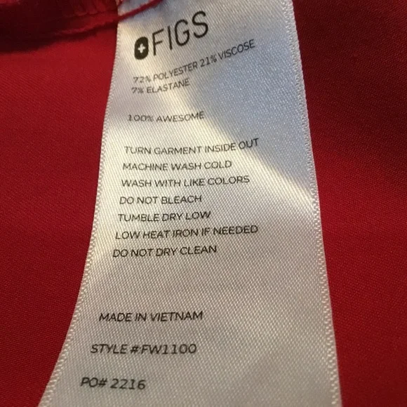 Figs Vibrant Red Short Sleeve Top - Picture 5 of 6